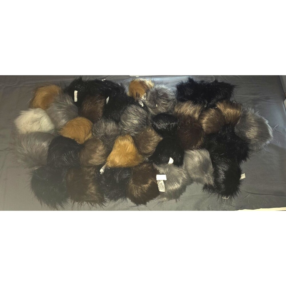 Huge Lot of 33 Faux Pom Pom's Craft Approx 4" Across Black Brown Gray